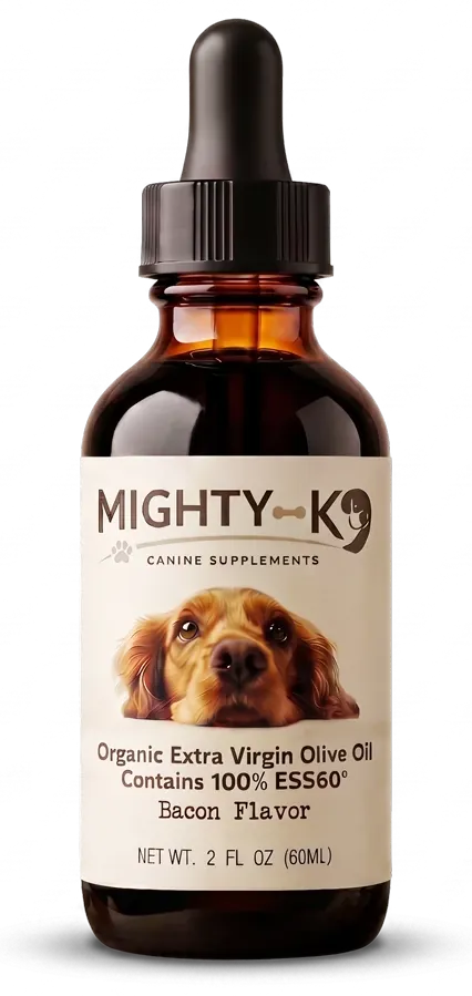 1 amber Mighty K9 dropper bottle, 60 mL each